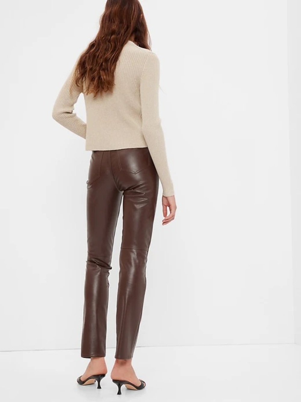 Gap Vintage Slim High-rise Faux Leather Brown Pants Size 10